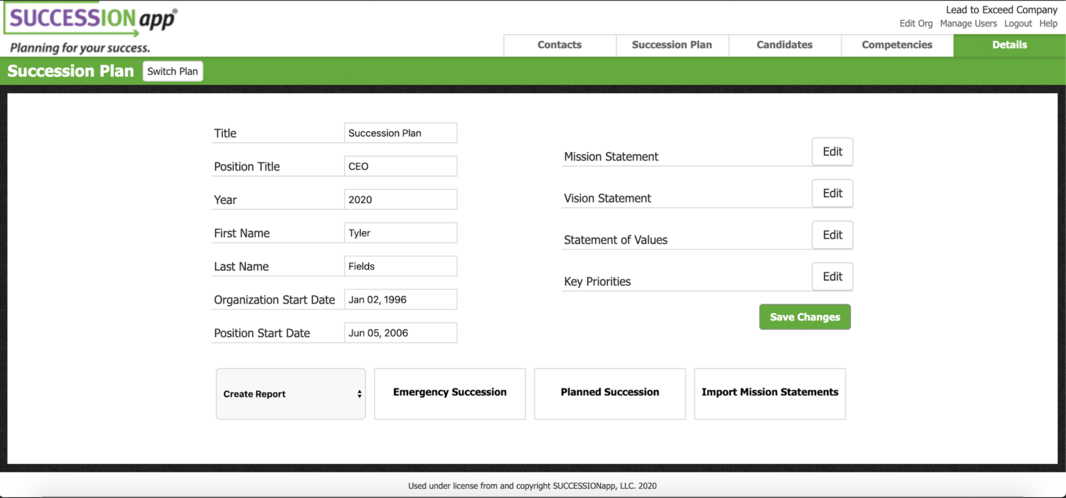 Intuitive Step-by-Step Flow Succession Planning Software